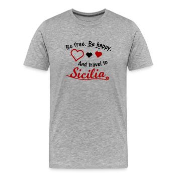 Flight to Sicily - Men's Premium Organic T-Shirt - heather grey - Front - Damien (186cm)