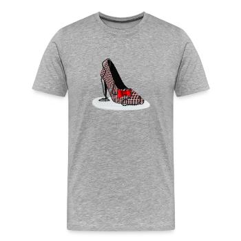 Talons hauts – Motif à carreaux écossais - T-shirt bio Premium Homme - gris chiné - Devant - Damien (186cm)