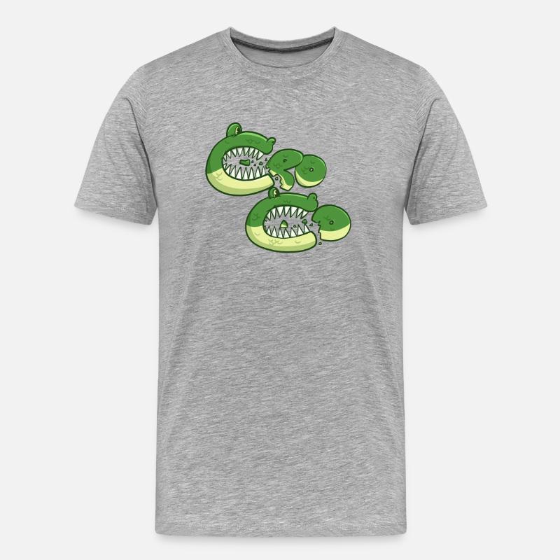 Hungriges Krokodil - Männer Premium Bio T-Shirt - Grau meliert
