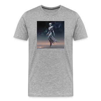 Interstellarer Wanderer - Männer Premium Bio T-Shirt - Grau meliert - Vorne - Damien (186cm)