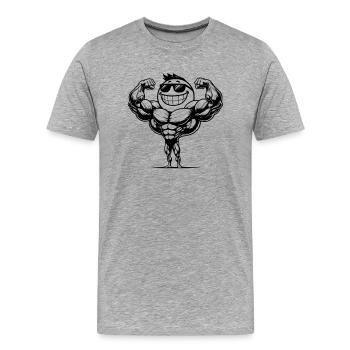 Lusiger Stahlharter Muskelmann - Männer Premium Bio T-Shirt - Grau meliert - Vorne - Damien (186cm)