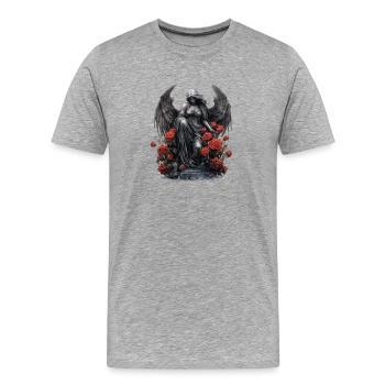 Larmes d’ange : le jardin des roses silencieuses - T-shirt bio Premium Homme - gris chiné - Devant - Damien (186cm)