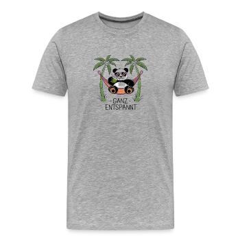 Panda - Complètement détendu - T-shirt bio Premium Homme - gris chiné - Devant - Damien (186cm)