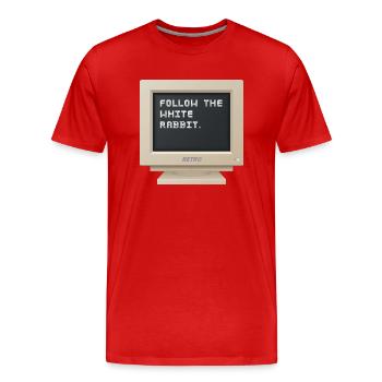 CRT Design - Follow the white rabbit - T-shirt bio Premium Homme - rouge - Devant - Damien (186cm)