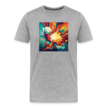 Abstract Colourful Splash with Explosive Design - Men's Premium Organic T-Shirt - heather grey - Front - Damien (186cm)