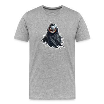 Zierkürbis mit Umhang - Männer Premium Bio T-Shirt - Grau meliert - Vorne - Damien (186cm)