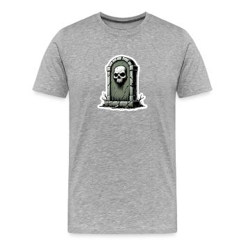 Grabstein - Männer Premium Bio T-Shirt - Grau meliert - Vorne - Damien (186cm)