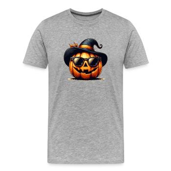 Citrouille halloween fun - T-shirt bio Premium Homme - gris chiné - Devant - Damien (186cm)