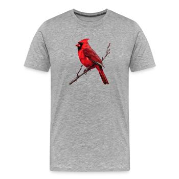 Cardinal Vogel rouge - T-shirt bio Premium Homme - gris chiné - Devant - Damien (186cm)