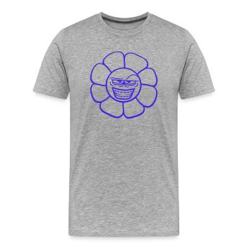 fleur peep méchant méchant méchant cool sourire vilain visage - T-shirt bio Premium Homme - gris chiné - Devant - Damien (186cm)