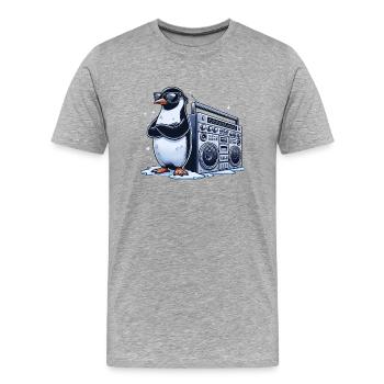 Party Penguin Vibes 🐧🕶️🔥 – Style meets Beat! - Men's Premium Organic T-Shirt - heather grey - Front - Damien (186cm)