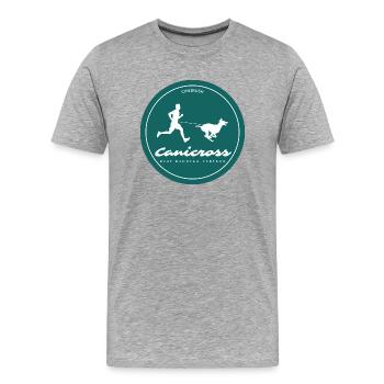 Canicross - Courir avec son chien - T-shirt bio Premium Homme - gris chiné - Devant - Damien (186cm)
