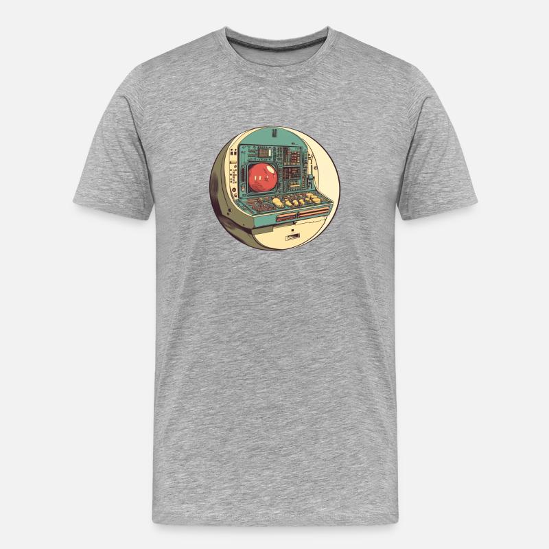 Retro-Computer: Die Anfänge der Technik! - Männer Premium Bio T-Shirt - Grau meliert