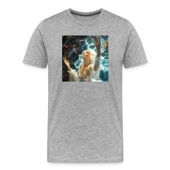 drachenqodeLULU - Männer Premium Bio T-Shirt - Grau meliert - Vorne - Damien (186cm)
