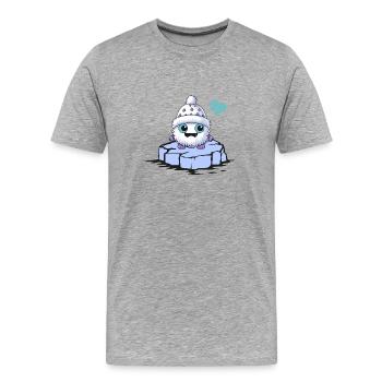 Monster Love Banquise - T-shirt bio Premium Homme - gris chiné - Devant - Damien (186cm)