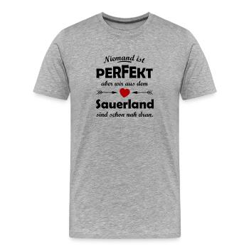 La patrie du Sauerland - T-shirt bio Premium Homme - gris chiné - Devant - Damien (186cm)