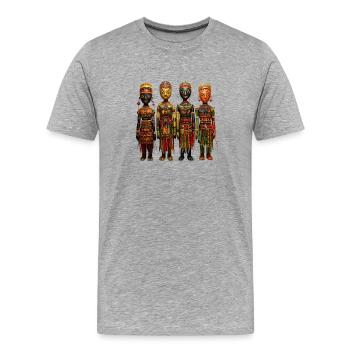 🪆 Poupée Vaudou aux Couleurs de l’Afrique - T-shirt bio Premium Homme - gris chiné - Devant - Damien (186cm)