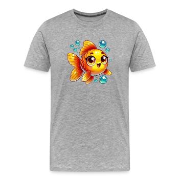 poisson rouge - T-shirt bio Premium Homme - gris chiné - Devant - Damien (186cm)