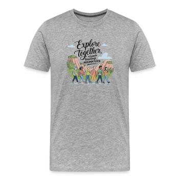 Explorez ensemble adevnture citation de voyage art texte - T-shirt bio Premium Homme - gris chiné - Devant - Damien (186cm)