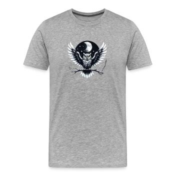 eule - Männer Premium Bio T-Shirt - Grau meliert - Vorne - Damien (186cm)