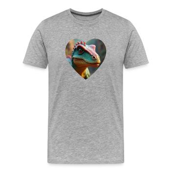 Dinosaurier Bunt - Männer Premium Bio T-Shirt - Grau meliert - Vorne - Damien (186cm)