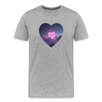 Herz Sterne Himmel - Männer Premium Bio T-Shirt - Grau meliert - Vorne - Damien (186cm)