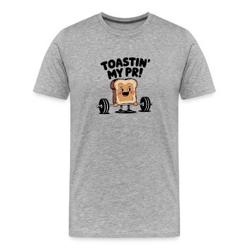 Porter un toast à mon pr - T-shirt bio Premium Homme - gris chiné - Devant - Damien (186cm)