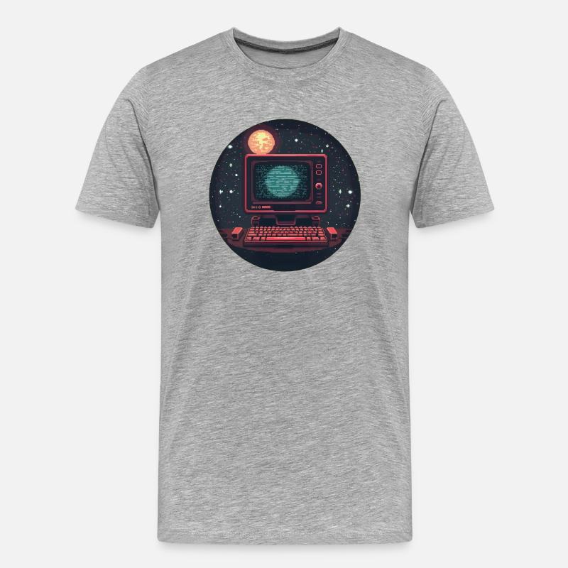 Galaxy Computer - Männer Premium Bio T-Shirt - Grau meliert