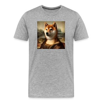 Shiba Inu Gioconda - T-shirt bio Premium Homme - gris chiné - Devant - Damien (186cm)