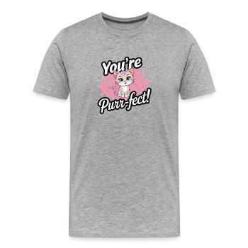 You're Purr-fect! - Men's Premium Organic T-Shirt - heather grey - Front - Damien (186cm)