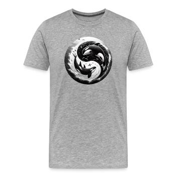 Orque Yin et Yang - T-shirt bio Premium Homme - gris chiné - Devant - Damien (186cm)