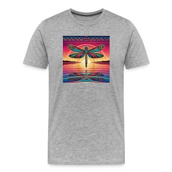 Libellule Kraftier - T-shirt bio Premium Homme - gris chiné - Devant - Damien (186cm)