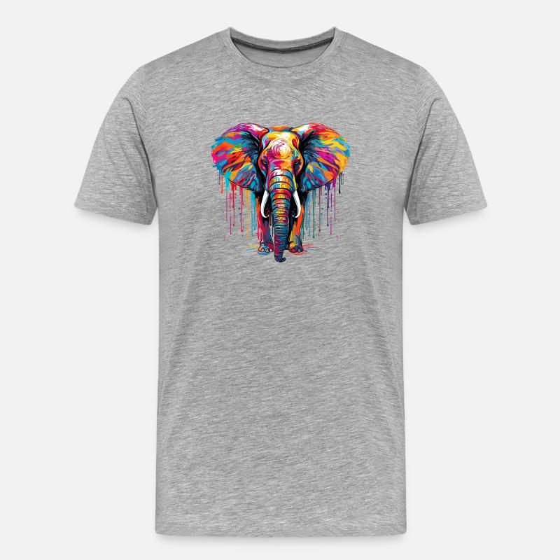 Bunter Elefant - Männer Premium Bio T-Shirt - Grau meliert