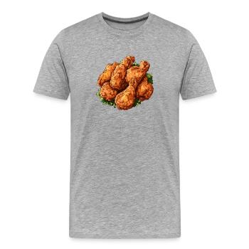 Frittiertes au poulet frit Ailes de poulet Hühnchen - T-shirt bio Premium Homme - gris chiné - Devant - Damien (186cm)