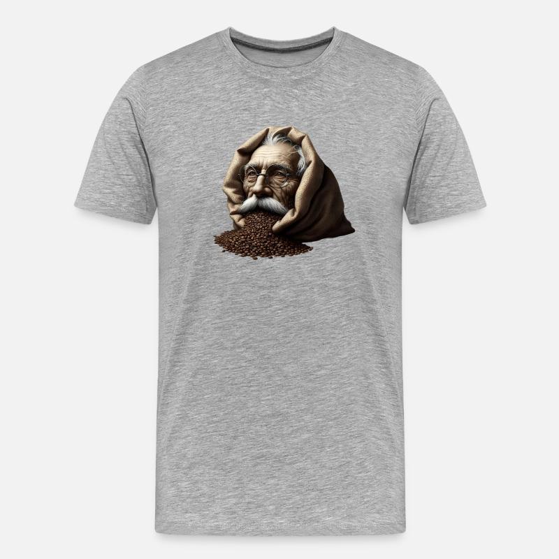 Mann in Kaffeebohnen - Männer Premium Bio T-Shirt - Grau meliert