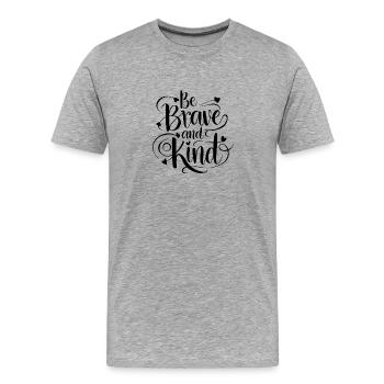 courageux et amical - T-shirt bio Premium Homme - gris chiné - Devant - Damien (186cm)