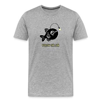 Les poissons-grenouilles suivent le soleil - T-shirt bio Premium Homme - gris chiné - Devant - Damien (186cm)