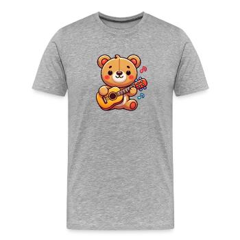 Guitare Teddy Bear - T-shirt bio Premium Homme - gris chiné - Devant - Damien (186cm)
