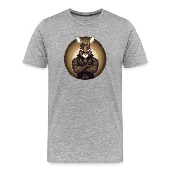 Gangster-Osterhase - Männer Premium Bio T-Shirt - Grau meliert - Vorne - Damien (186cm)