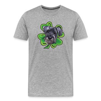 Schnauzer moyen avec trèfle - T-shirt bio Premium Homme - gris chiné - Devant - Damien (186cm)