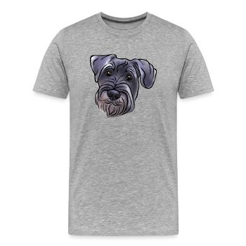 Mittelschnauzer Kopf im Comicstyle - Männer Premium Bio T-Shirt - Grau meliert - Vorne - Damien (186cm)