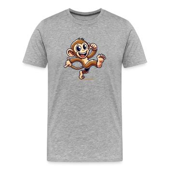 affe comic - Männer Premium Bio T-Shirt - Grau meliert - Vorne - Damien (186cm)