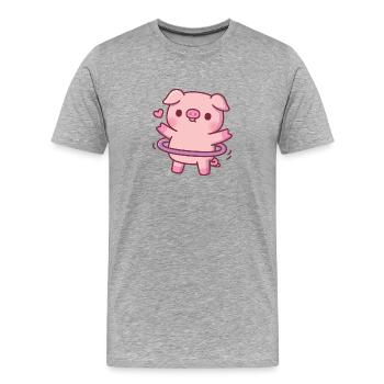 Cochon mignon avec cerceau - T-shirt bio Premium Homme - gris chiné - Devant - Damien (186cm)