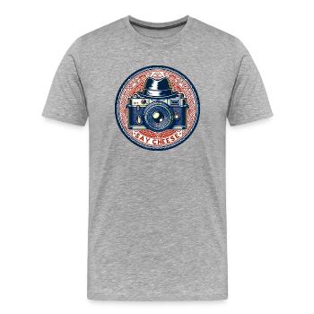 Say Cheese - Click in Style - Men's Premium Organic T-Shirt - heather grey - Front - Damien (186cm)