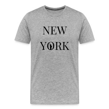 New York – avec la Statue de la Liberté dans le « O » - T-shirt bio Premium Homme - gris chiné - Devant - Damien (186cm)
