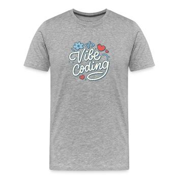 Vibe Coding - T-shirt bio Premium Homme - gris chiné - Devant - Damien (186cm)