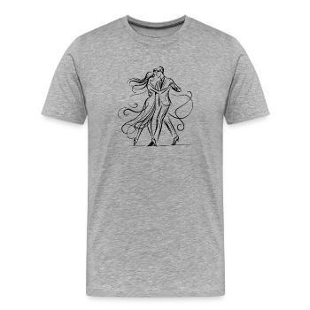 Dance with Me – Dancing Couple Line Art - Men's Premium Organic T-Shirt - heather grey - Front - Damien (186cm)
