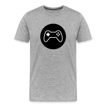 Gamepad Logo, Controller - Men's Premium Organic T-Shirt - heather grey - Front - Damien (186cm)