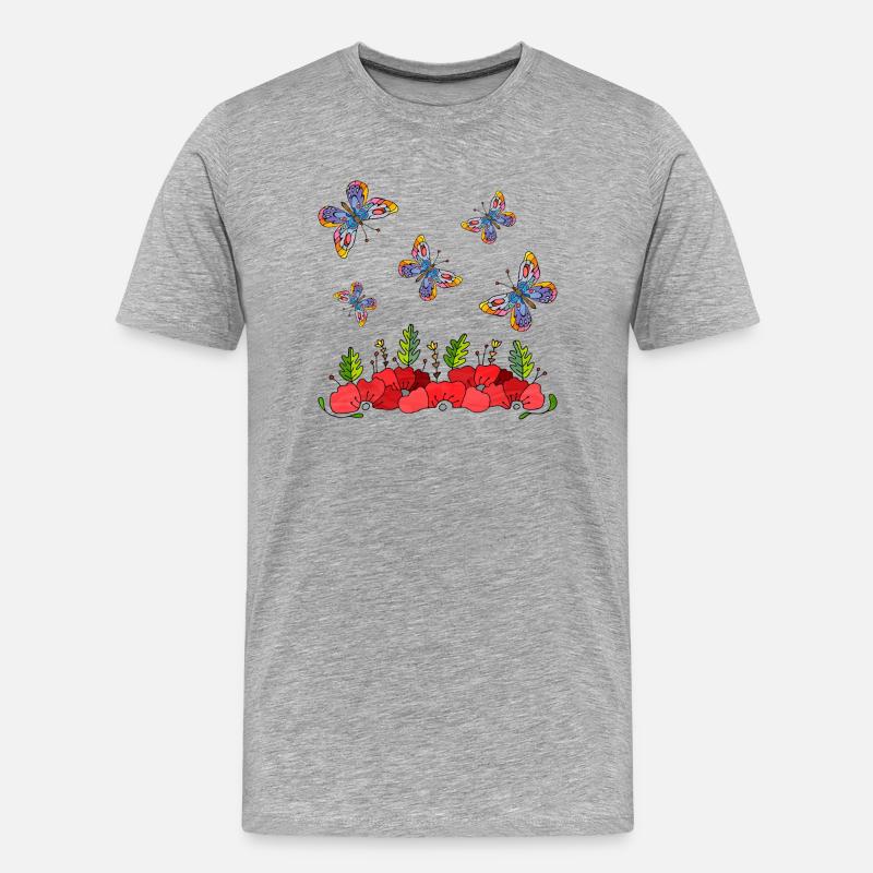 Schmetterlinge - Männer Premium Bio T-Shirt - Grau meliert