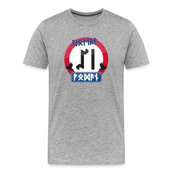 Hooray 50 years of Wodan - Men's Premium Organic T-Shirt - heather grey - Front - Damien (186cm)